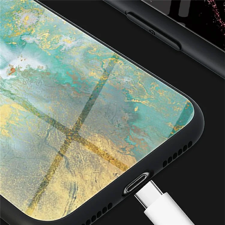 For Xiaomi Poco F7 Ultra 5G / Redmi K80 Pro 5G Case Marble Pattern Tempered Glass + PC + TPU Protective Phone Cover - Black Marble