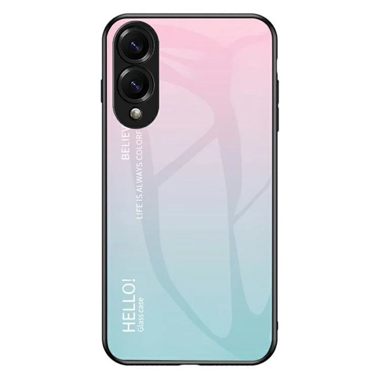 Чехол для Samsung Galaxy S25 Edge с защитой от царапин из закаленного стекла + ПК+ТПУ - Градиент розовый синий