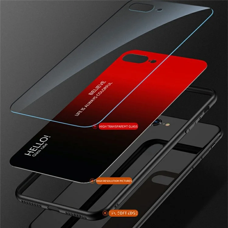 Чехол для Samsung Galaxy S25 Edge с защитой от царапин из закаленного стекла + ПК+ТПУ - Градиент розовый синий