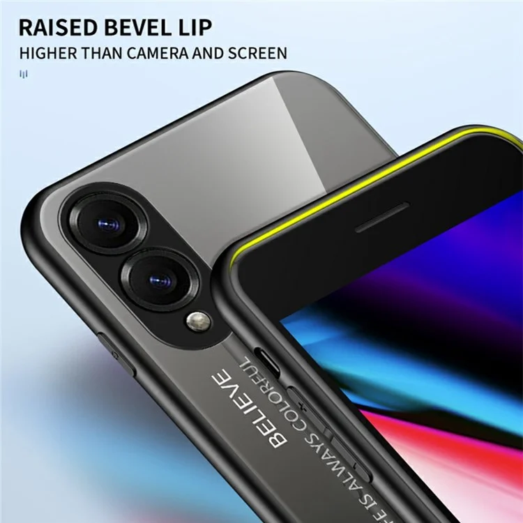 Чехол для Samsung Galaxy S25 Edge с защитой от царапин из закаленного стекла + ПК+ТПУ - Градиент розовый синий