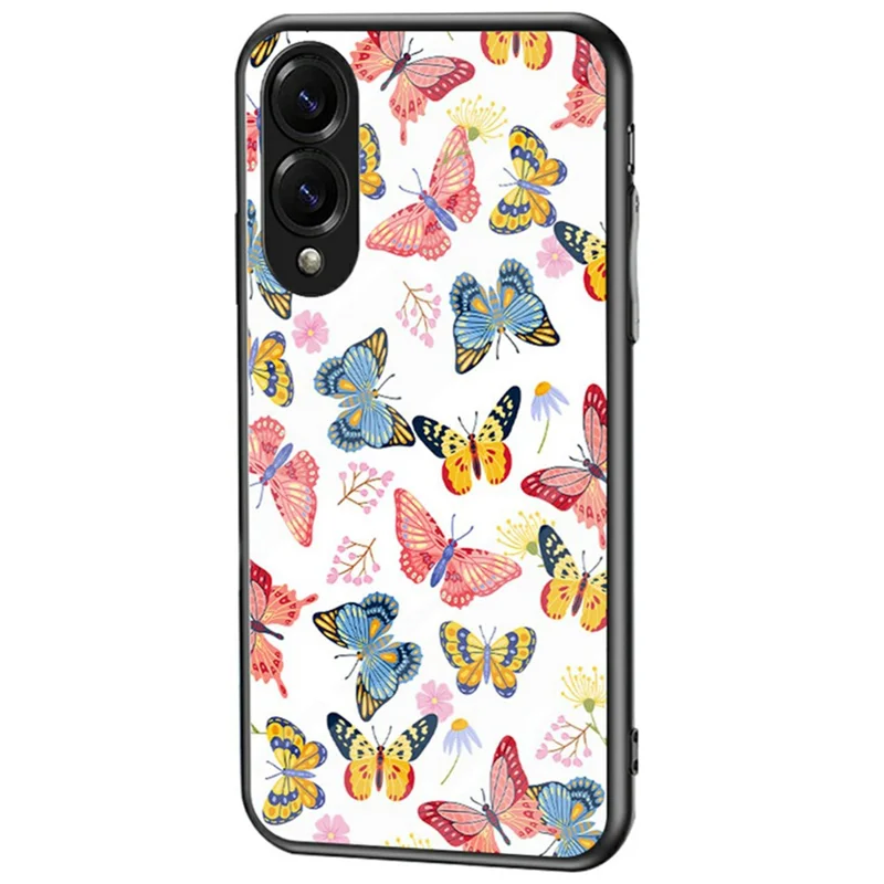 For Samsung Galaxy S25 Edge Case Butterfly Pattern TPU + Tempered Glass Protective Phone Cover - Colorful Butterfly