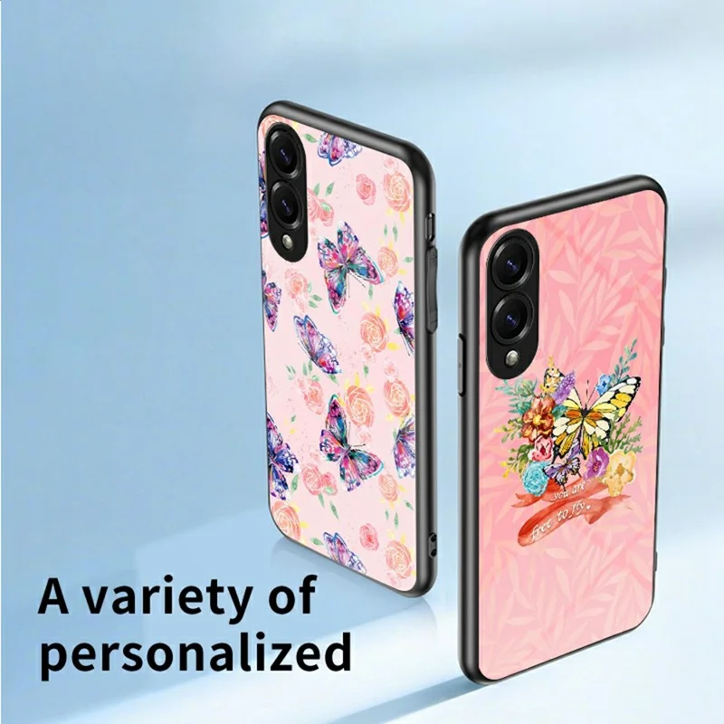 For Samsung Galaxy S25 Edge Case Butterfly Pattern TPU + Tempered Glass Protective Phone Cover - Colorful Butterfly