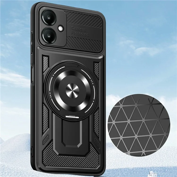 Per Samsung Galaxy A06 4G Custodia Compatibile con MagSafe Supporto girevole TPU + PC Cover per telefono - Nero