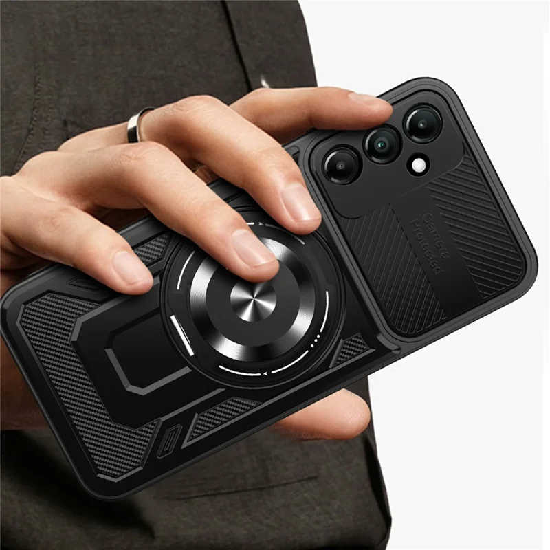 For Samsung Galaxy A15 4G / A15 5G Case Compatible with MagSafe Rotating Kickstand TPU + PC Phone Cover - Black