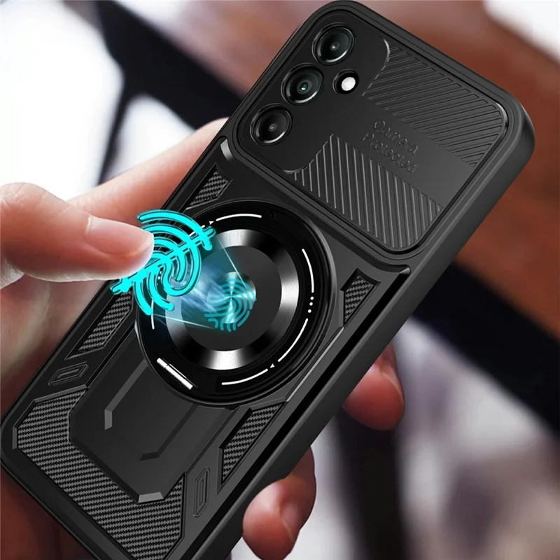 For Samsung Galaxy A15 4G / A15 5G Case Compatible with MagSafe Rotating Kickstand TPU + PC Phone Cover - Black
