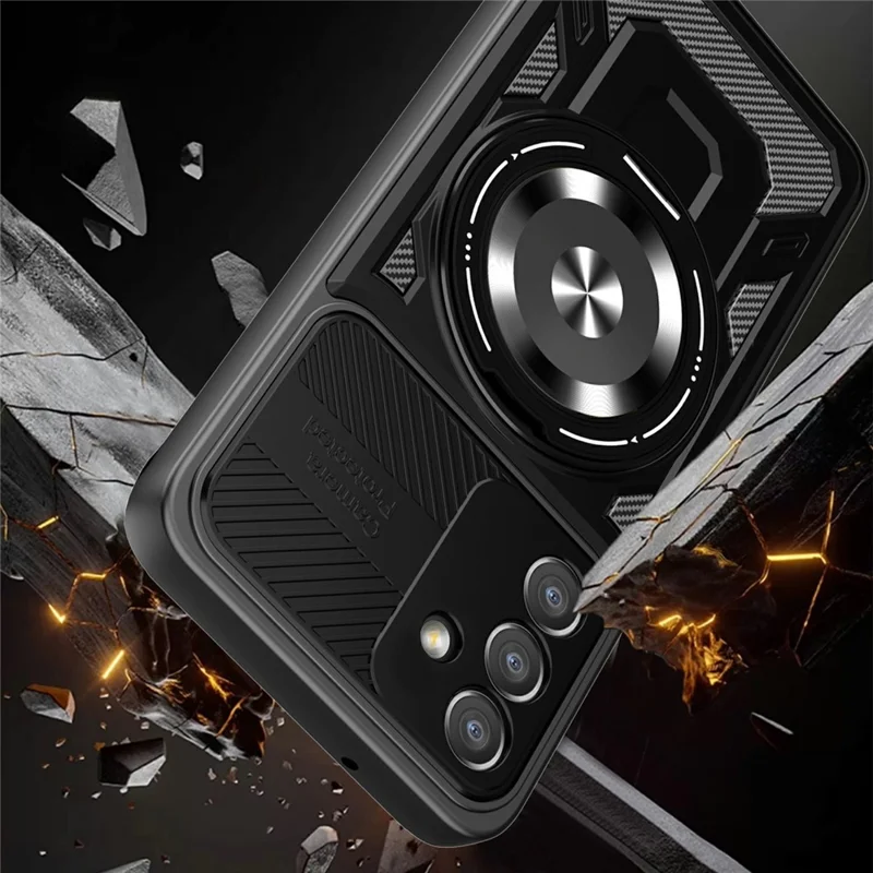 For Samsung Galaxy A15 4G / A15 5G Case Compatible with MagSafe Rotating Kickstand TPU + PC Phone Cover - Black