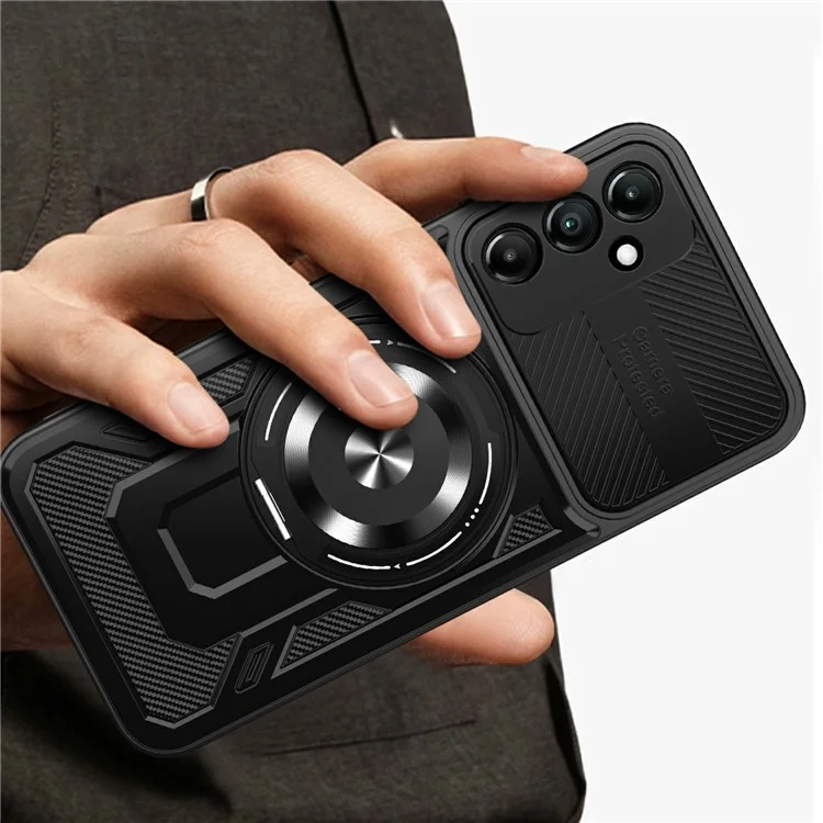 For Samsung Galaxy A26 5G Magnetic Case Rotating Kickstand TPU + PC Phone Cover - Black