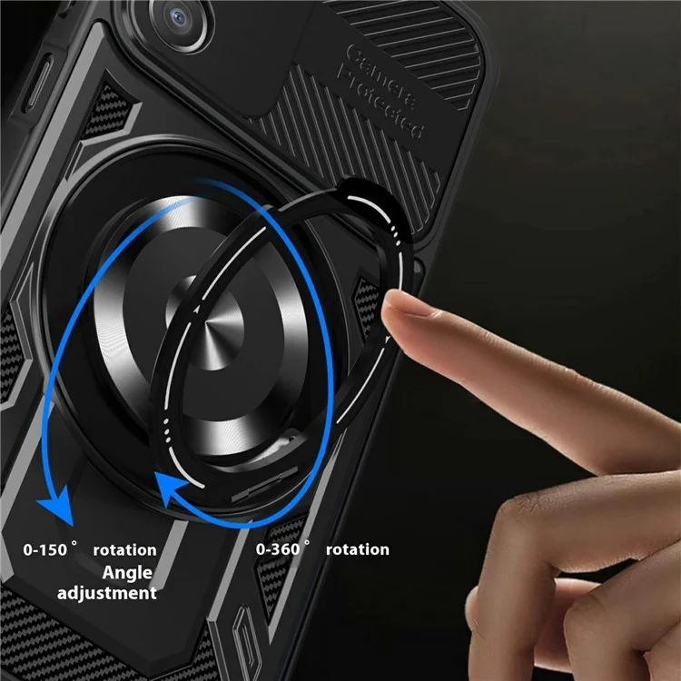For Samsung Galaxy A26 5G Magnetic Case Rotating Kickstand TPU + PC Phone Cover - Black