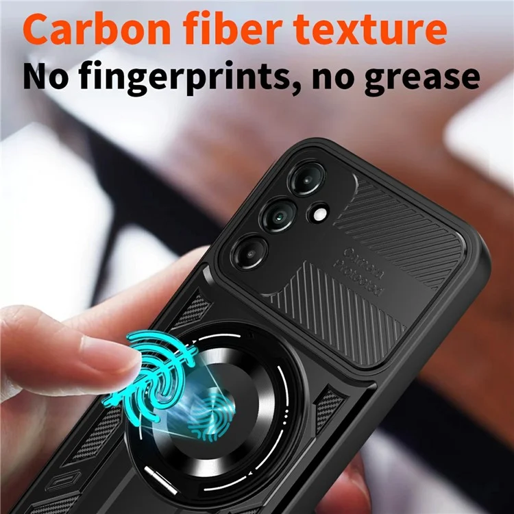 For Samsung Galaxy A26 5G Magnetic Case Rotating Kickstand TPU + PC Phone Cover - Black