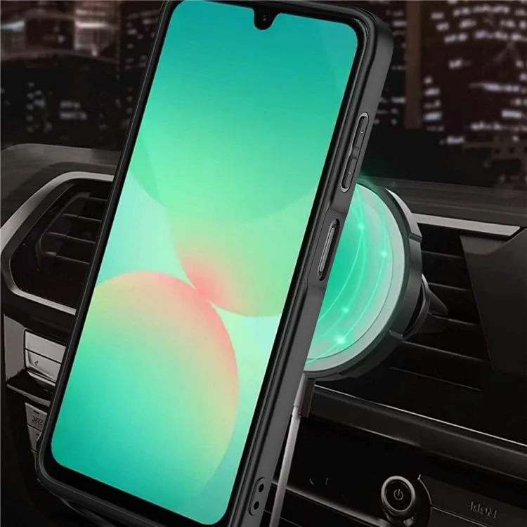 For Samsung Galaxy A26 5G Magnetic Case Rotating Kickstand TPU + PC Phone Cover - Black