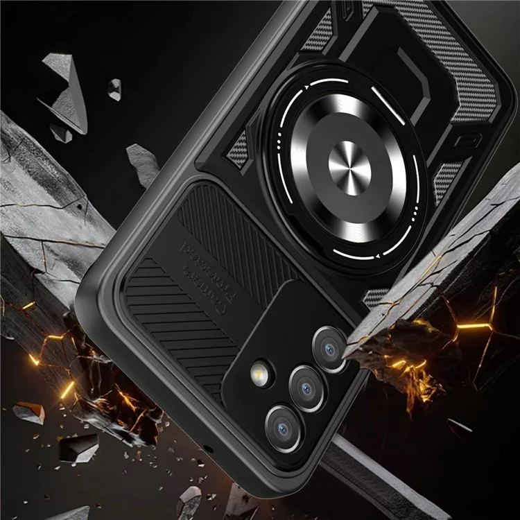 For Samsung Galaxy A26 5G Magnetic Case Rotating Kickstand TPU + PC Phone Cover - Black