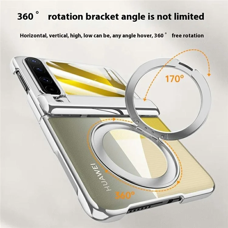 Für Huawei Pura X Hülle Kompatibel mit MagSafe Ständer Elektrolytisch beschichtete PC Handyhülle mit integriertem Bildschirmschutz - Silber
