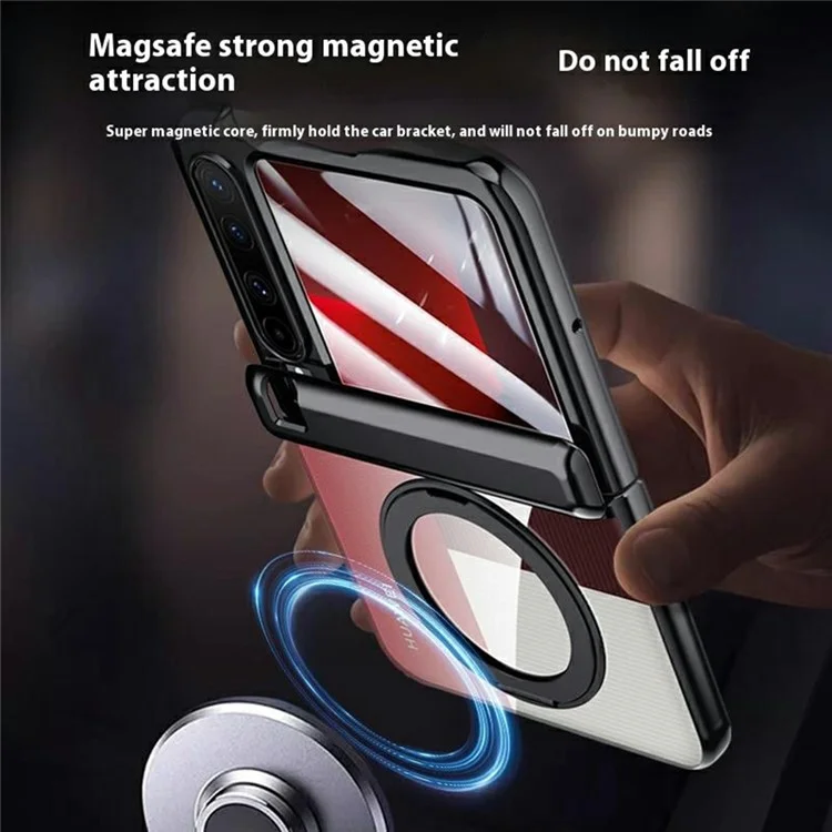 Für Huawei Pura X Hülle Kompatibel mit MagSafe Ständer Elektrolytisch beschichtete PC Handyhülle mit integriertem Bildschirmschutz - Silber