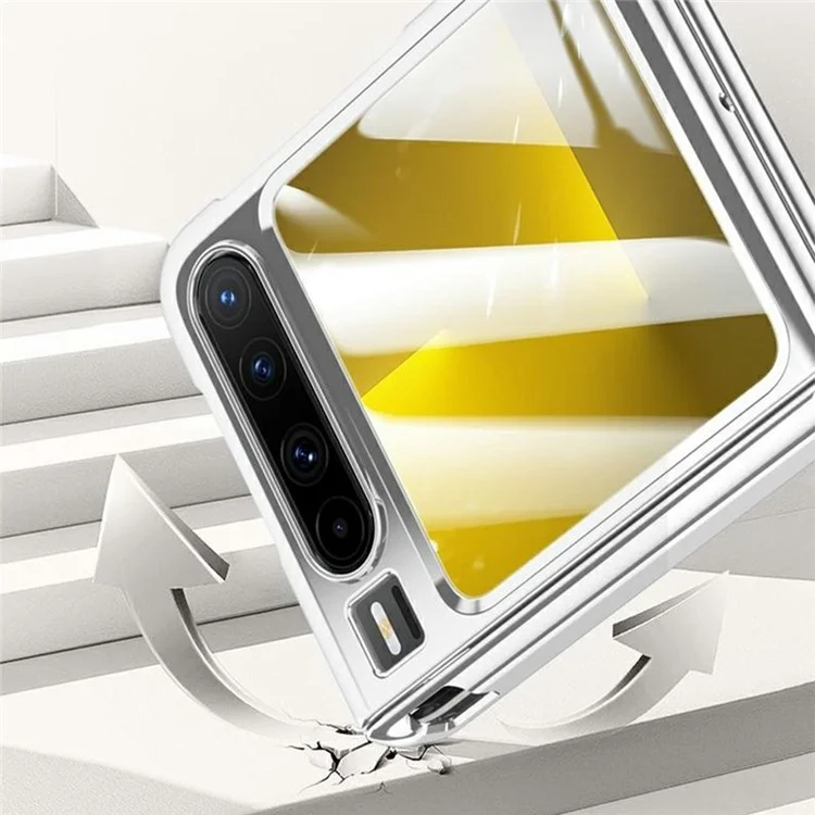 Für Huawei Pura X Hülle Kompatibel mit MagSafe Ständer Elektrolytisch beschichtete PC Handyhülle mit integriertem Bildschirmschutz - Silber
