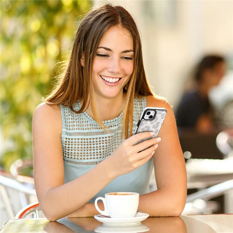 AHASTYLE WG08 For iPhone 14 Case Pattern Printing Wallet Kickstand Anti Drop Leather Phone Back Cover - Leopard