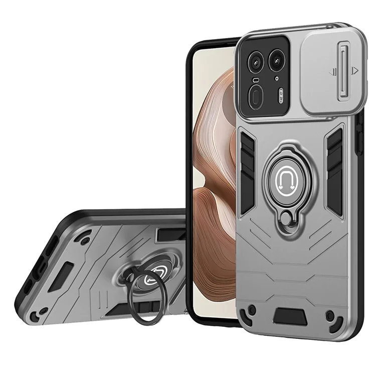 Für Motorola Edge 50 Ultra 5G / Moto X50 Ultra 5G Hülle mit Schiebeschutz, Kamerahalterung, PC + TPU Handyhülle - Grau