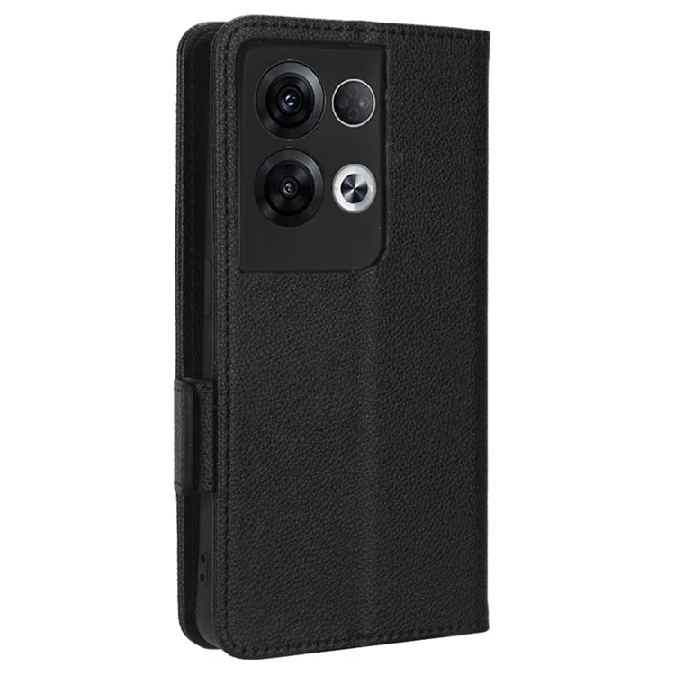 Para Oppo Reno8 Pro+ 5G (versión Global) / Reno8 Pro 5G (versión Global) Case de Billetera Litchi Textura PU Cuero Dual Magnet Magnety Stand Cover Con Correa - Negro