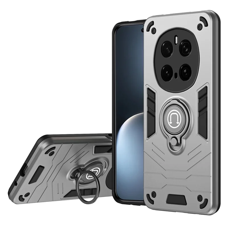 Étui 5G For Honor Magic7 Pro Glissière Camshield Support Kickstand PC + Couverture de téléphone TPU - Gris