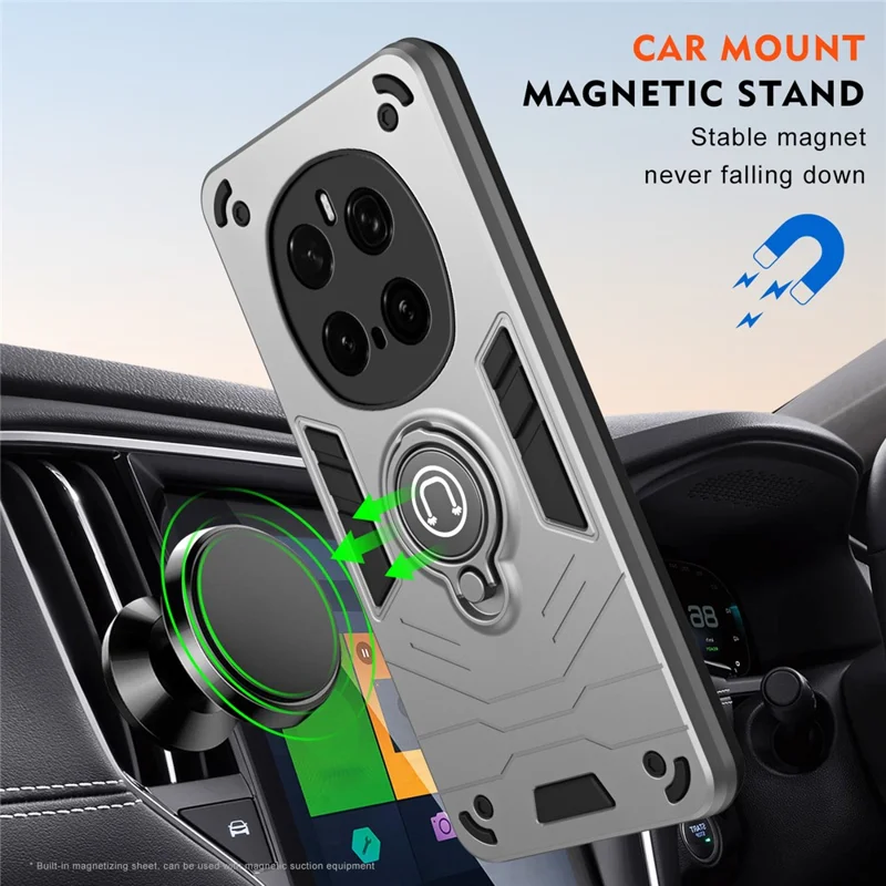 Étui 5G For Honor Magic7 Pro Glissière Camshield Support Kickstand PC + Couverture de téléphone TPU - Gris