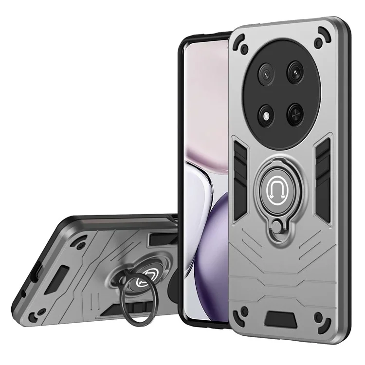 Custodia per For Honor X9c 5G / Magic7 Lite 5G Slide Camshield Supporto Kickstand PC + TPU - Grigio
