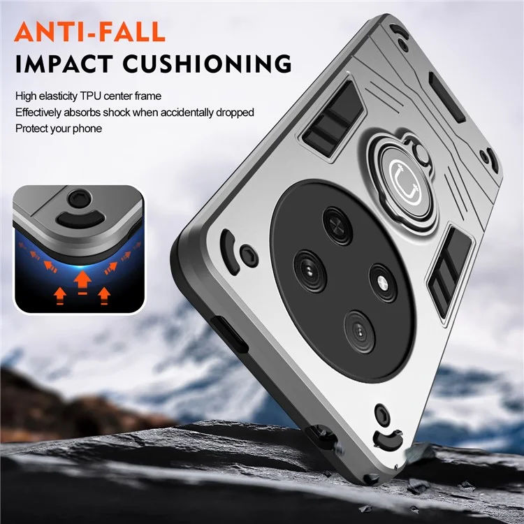 Custodia per For Honor X9c 5G / Magic7 Lite 5G Slide Camshield Supporto Kickstand PC + TPU - Grigio