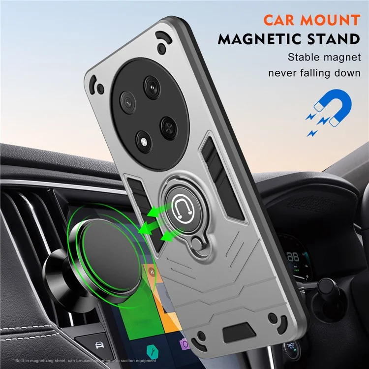 Custodia per For Honor X9c 5G / Magic7 Lite 5G Slide Camshield Supporto Kickstand PC + TPU - Grigio