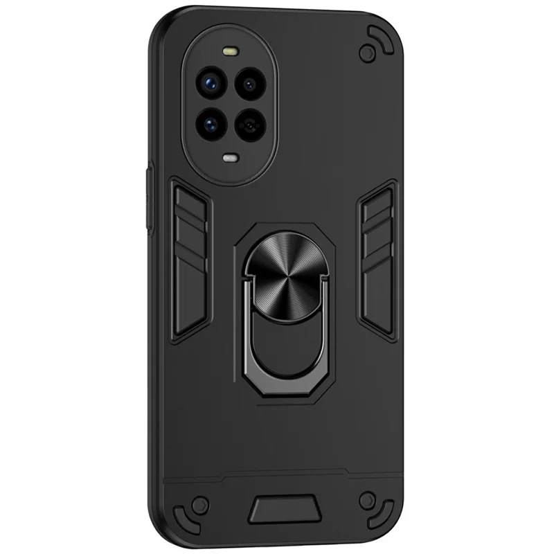 For Huawei nova 13 Pro 5G Case PC + TPU Drop Defend Phone Cover with Ring Kickstand - Black