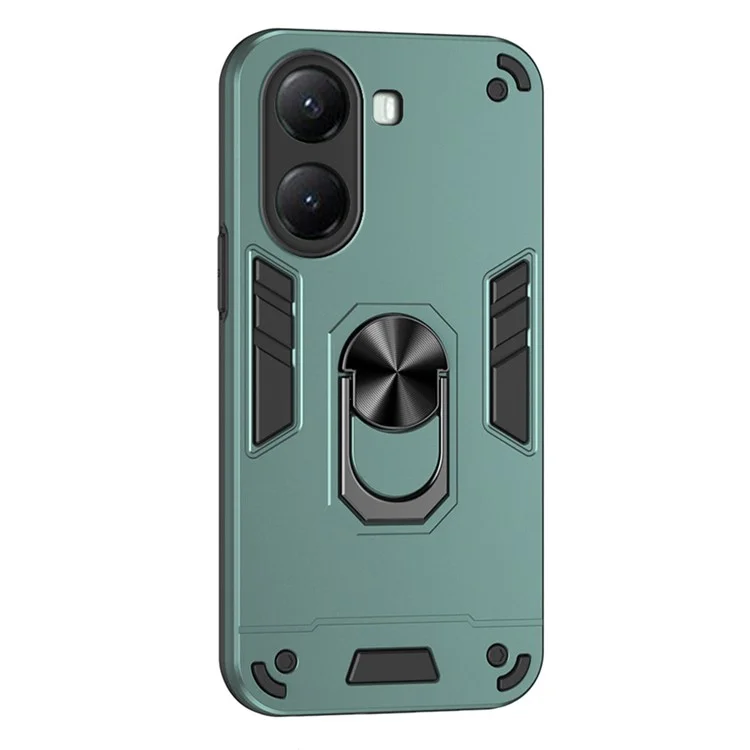 For Xiaomi Poco X7 Pro 5G Case PC + TPU Drop Defend Phone Cover with Ring Kickstand - Green