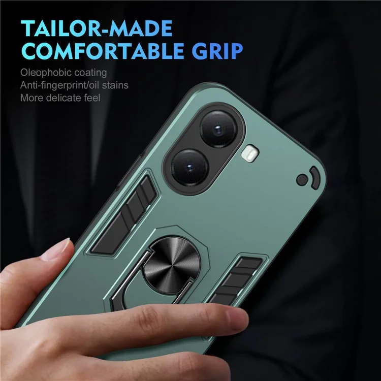 For Xiaomi Poco X7 Pro 5G Case PC + TPU Drop Defend Phone Cover with Ring Kickstand - Green