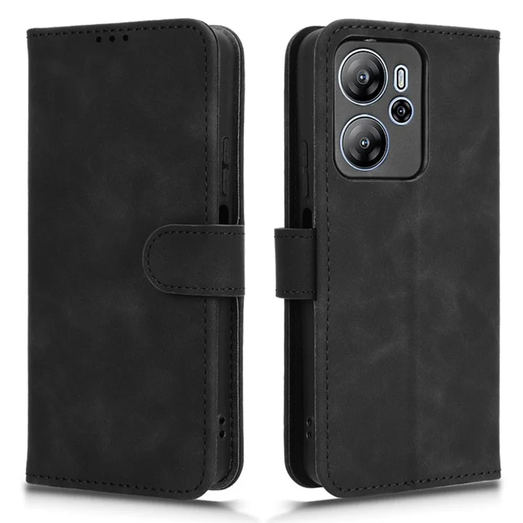 For Blackview Oscal Tiger 13 Leather Case Skin Feel Anti Drop Wallet Flip Phone Cover - Black