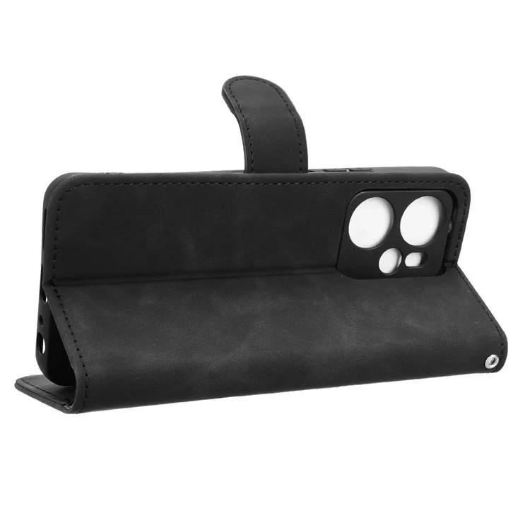 For Blackview Oscal Tiger 13 Leather Case Skin Feel Anti Drop Wallet Flip Phone Cover - Black