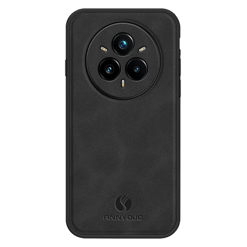 ANNYOJO pour Realme 14 Pro+ 5G Étui en cuir PU + PC + TPU Antichoc Protection arrière de téléphone - Noir
