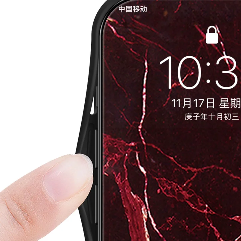 For Xiaomi Redmi Note 14 4G (163.25mm) Case Marble Pattern Tempered Glass + PC + TPU Protective Phone Cover - Blood Red Marble