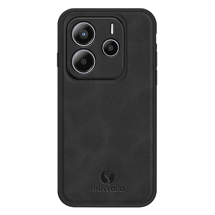 ANNYOJO para Xiaomi Redmi Note 14 5G Funda de Cuero PU + PC + TPU Antigolpes Carcasa Trasera para Móvil - Negro