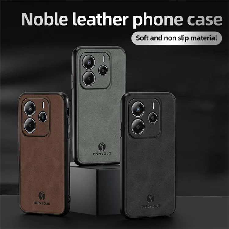 ANNYOJO para Xiaomi Redmi Note 14 5G Funda de Cuero PU + PC + TPU Antigolpes Carcasa Trasera para Móvil - Negro