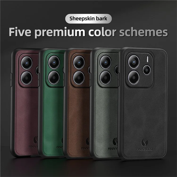 ANNYOJO para Xiaomi Redmi Note 14 5G Funda de Cuero PU + PC + TPU Antigolpes Carcasa Trasera para Móvil - Negro