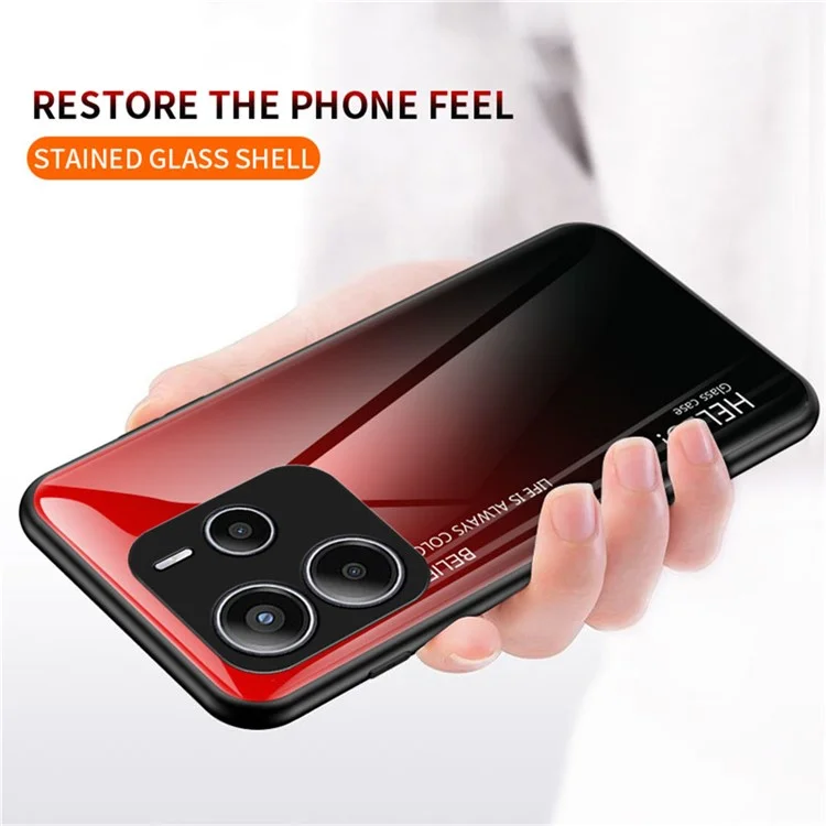 For Xiaomi Redmi Note 14 5G Case Anti-Scratch Tempered Glass + PC+TPU Phone Cover - Gradient Pink Blue