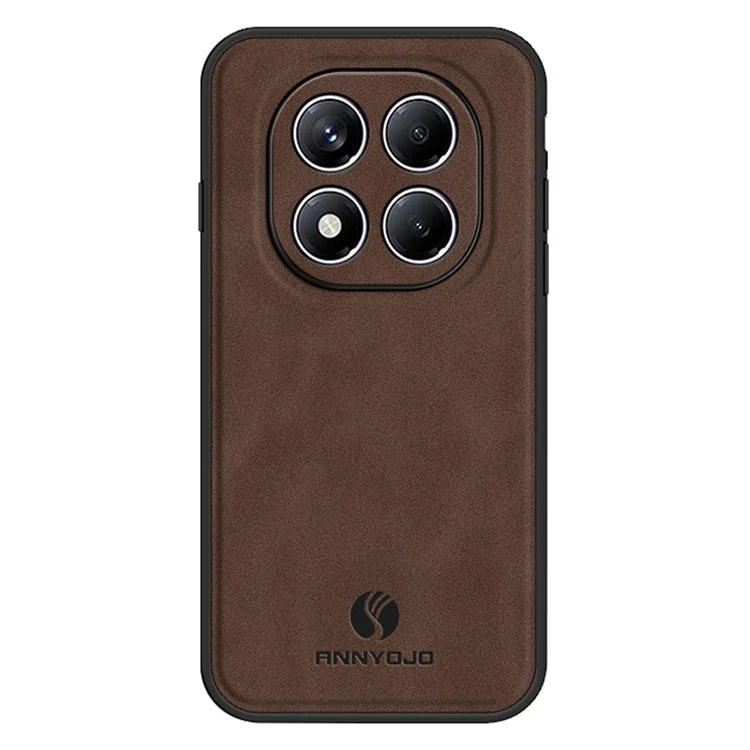 Funda ANNYOJO para Xiaomi Redmi Note 14 Pro 4G de Cuero PU + PC + TPU Antigolpes - Marrón