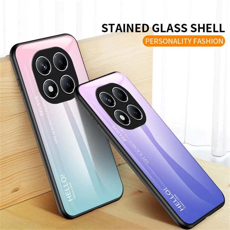 For Xiaomi Redmi Note 14 Pro 4G Case Anti-Scratch Tempered Glass + PC + TPU Phone Cover - Gradient Rose