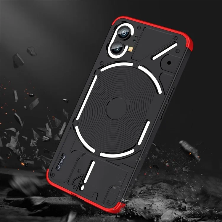 For Nothing phone (1) 5G Hard PC Slim Phone Cover 3-Piece Matte Surface Drop-proof Back Cover - Black  /  Red