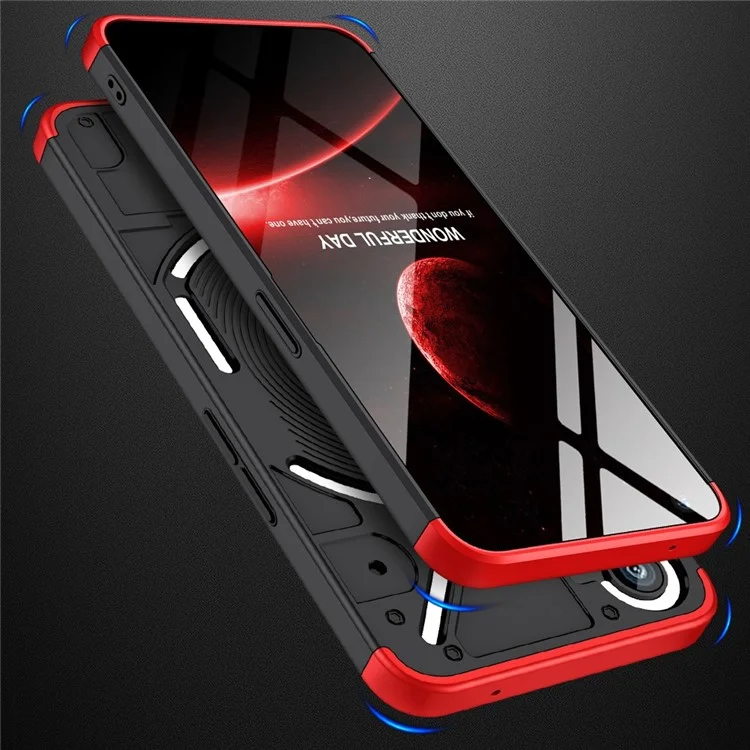 For Nothing phone (1) 5G Hard PC Slim Phone Cover 3-Piece Matte Surface Drop-proof Back Cover - Black  /  Red