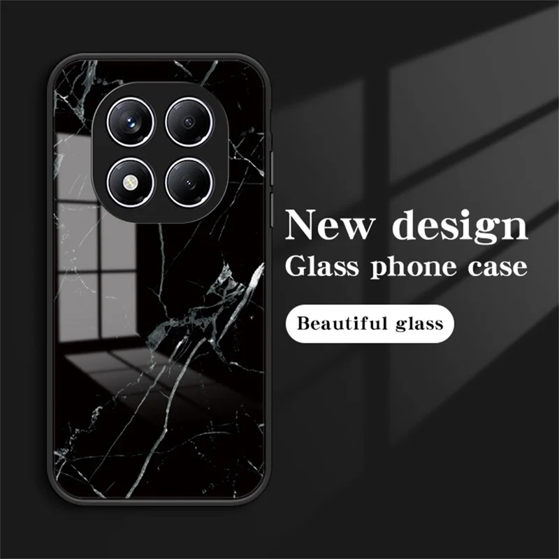 For Xiaomi Redmi Note 14 Pro 4G Case Marble Pattern Tempered Glass + PC + TPU Protective Phone Cover - Blood Red Marble