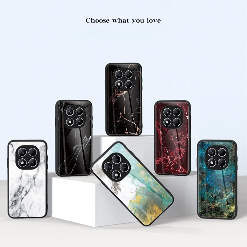 For Xiaomi Redmi Note 14 Pro 4G Case Marble Pattern Tempered Glass + PC + TPU Protective Phone Cover - Blood Red Marble