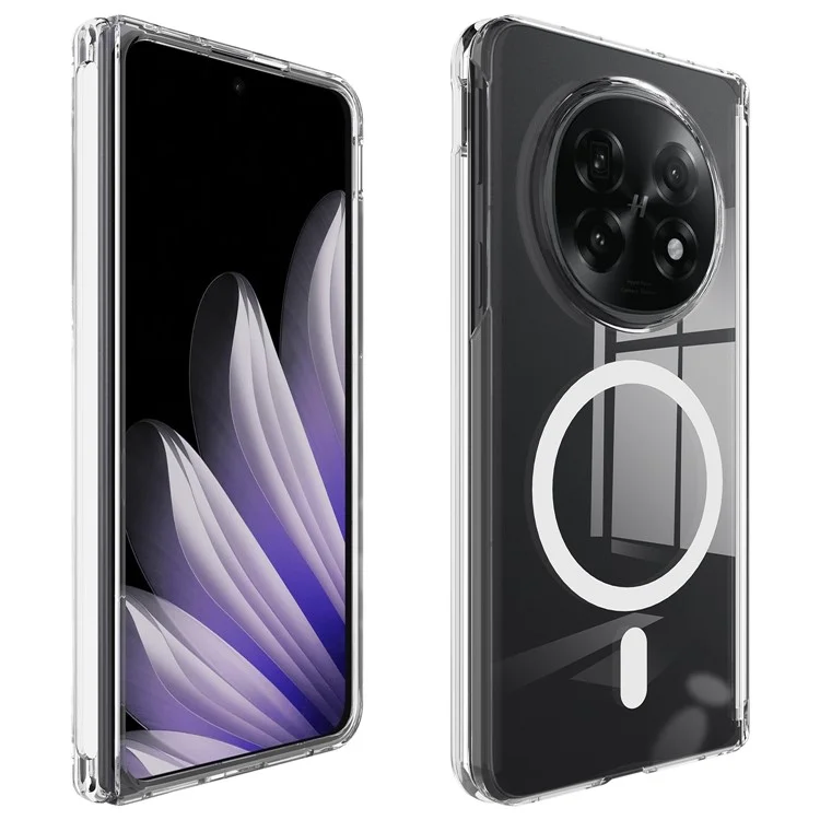 For Oppo Find N5 5G  /  OnePlus Open 2 Clear Case TPU + Acrylic Magnetic Phone Cover Compatible with MagSafe