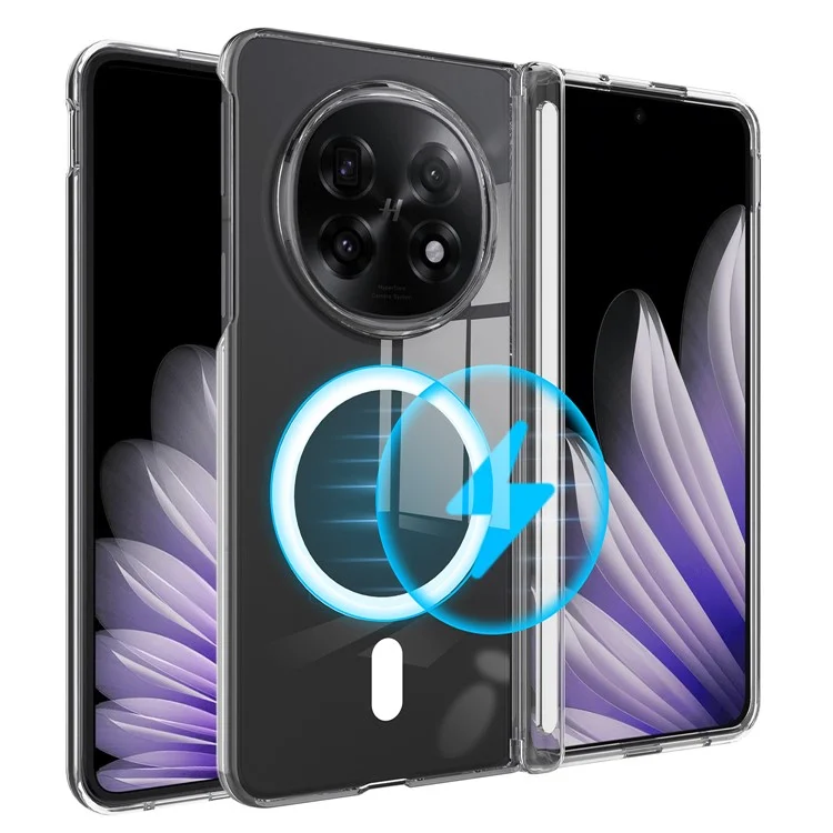 For Oppo Find N5 5G  /  OnePlus Open 2 Clear Case TPU + Acrylic Magnetic Phone Cover Compatible with MagSafe