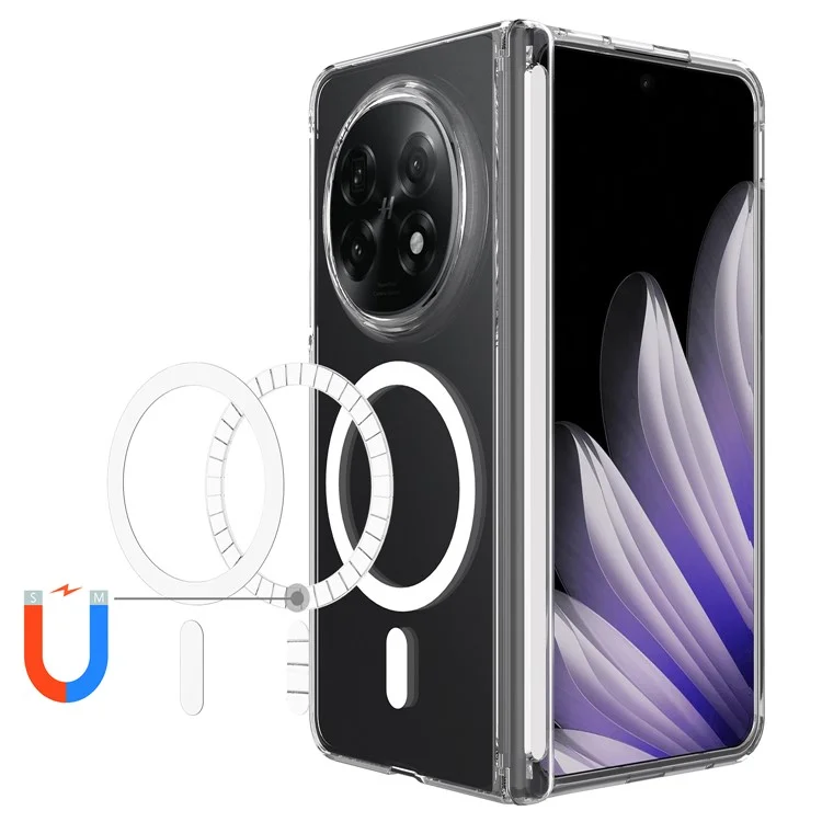 For Oppo Find N5 5G  /  OnePlus Open 2 Clear Case TPU + Acrylic Magnetic Phone Cover Compatible with MagSafe