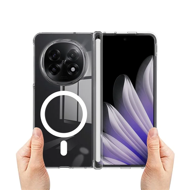 For Oppo Find N5 5G  /  OnePlus Open 2 Clear Case TPU + Acrylic Magnetic Phone Cover Compatible with MagSafe