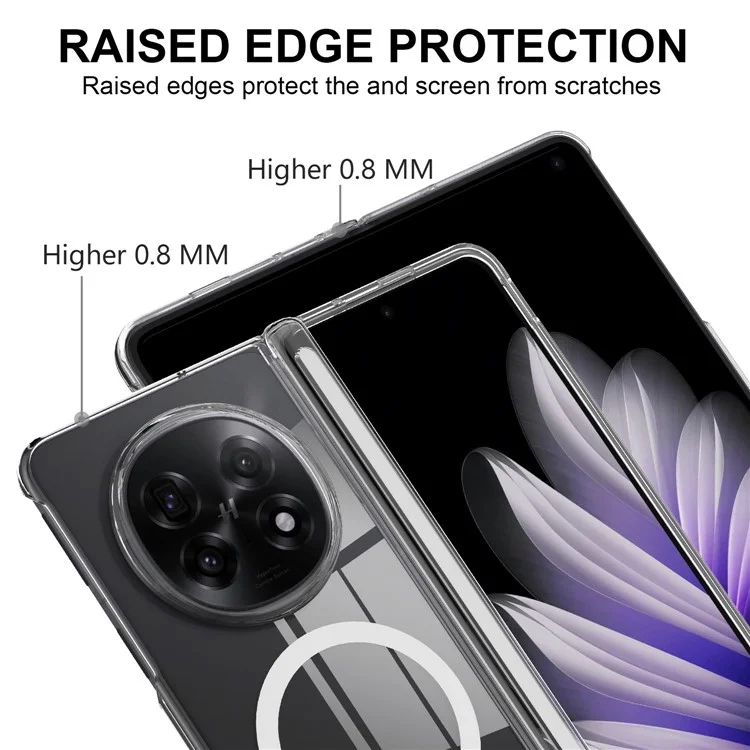 For Oppo Find N5 5G  /  OnePlus Open 2 Clear Case TPU + Acrylic Magnetic Phone Cover Compatible with MagSafe