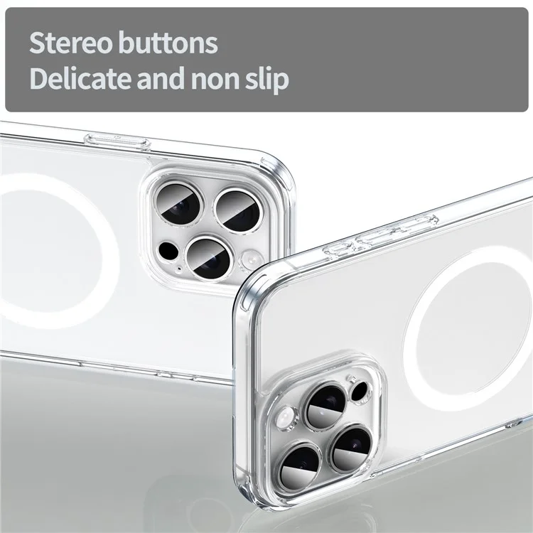 For iPhone 16 Pro Case Compatible with MagSafe Clear PC + TPU Shockproof Phone Back Cover - Transparent