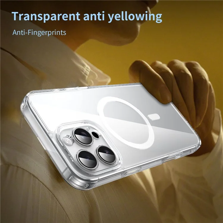 For iPhone 16 Pro Case Compatible with MagSafe Clear PC + TPU Shockproof Phone Back Cover - Transparent